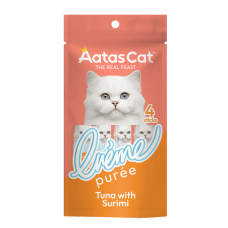 Aatas Cat Creme Puree Tuna with Surimi 14g x 4s, AAT3570, cat Treats, Aatas, cat Food, catsmart, Food, Treats